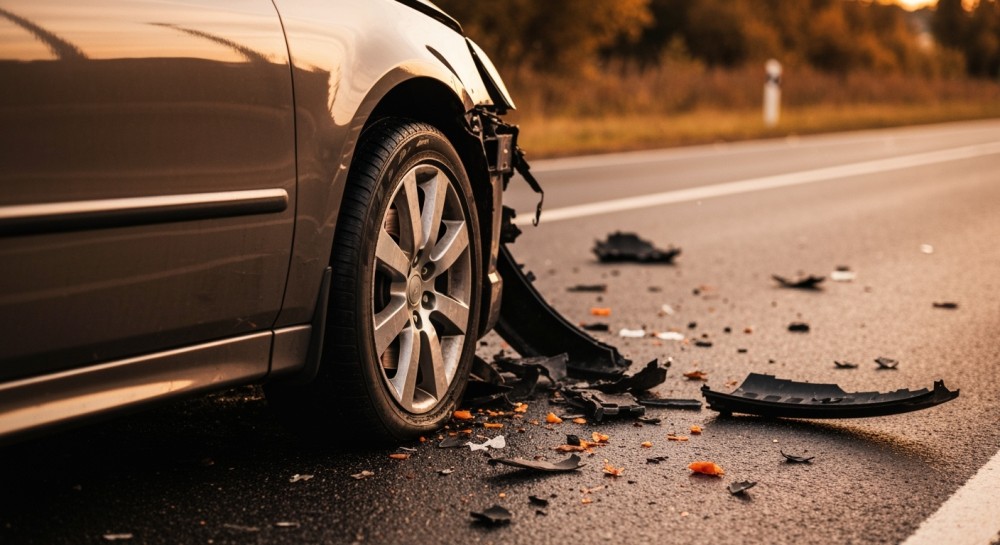 Kolizja na drodze: Citroen zderzył się z ciągnikiem rolniczym między Osłą a Gromadką